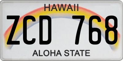 HI license plate ZCD768
