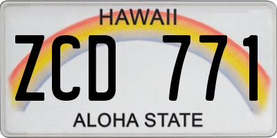 HI license plate ZCD771
