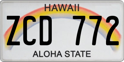 HI license plate ZCD772