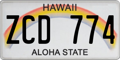 HI license plate ZCD774