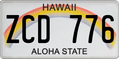 HI license plate ZCD776