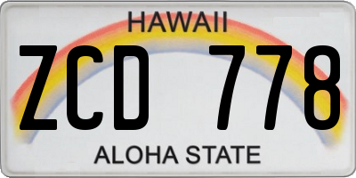 HI license plate ZCD778