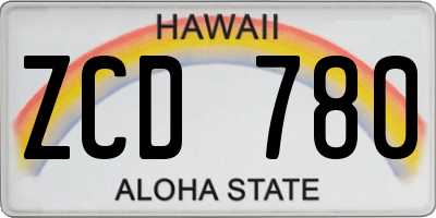 HI license plate ZCD780