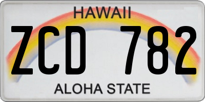 HI license plate ZCD782