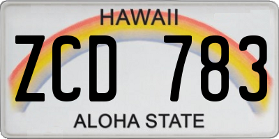 HI license plate ZCD783