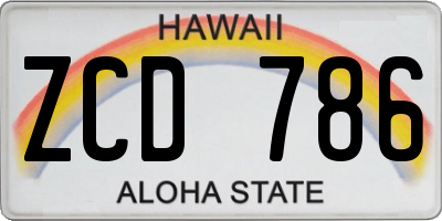 HI license plate ZCD786