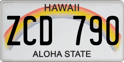 HI license plate ZCD790