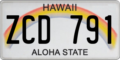 HI license plate ZCD791