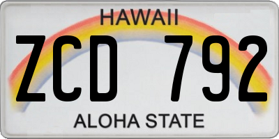 HI license plate ZCD792