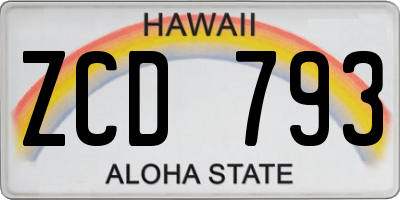 HI license plate ZCD793