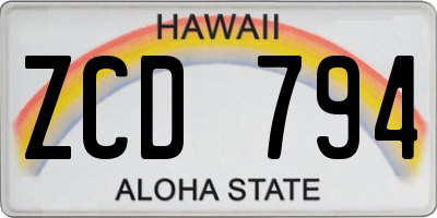 HI license plate ZCD794