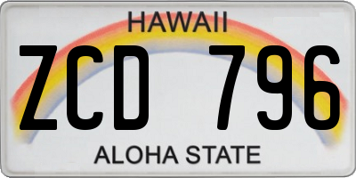 HI license plate ZCD796