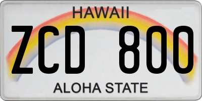 HI license plate ZCD800
