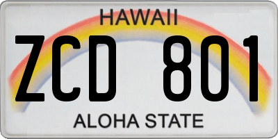 HI license plate ZCD801