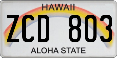 HI license plate ZCD803