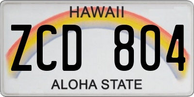 HI license plate ZCD804