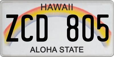 HI license plate ZCD805