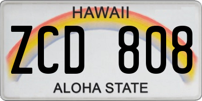 HI license plate ZCD808
