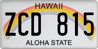 HI license plate ZCD815
