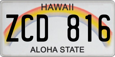 HI license plate ZCD816