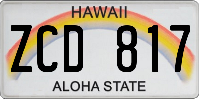 HI license plate ZCD817