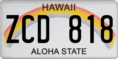 HI license plate ZCD818