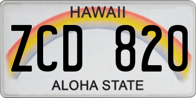 HI license plate ZCD820