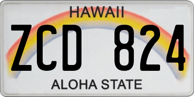HI license plate ZCD824