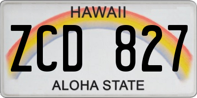 HI license plate ZCD827