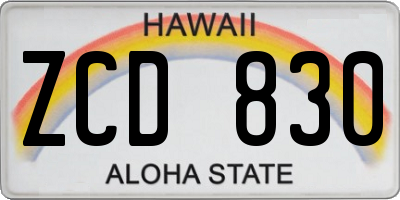 HI license plate ZCD830