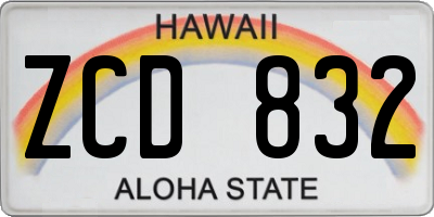 HI license plate ZCD832