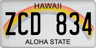 HI license plate ZCD834