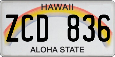 HI license plate ZCD836