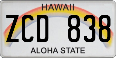 HI license plate ZCD838