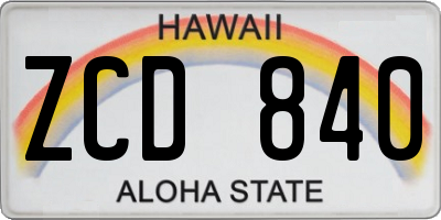 HI license plate ZCD840