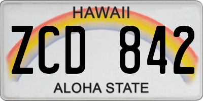 HI license plate ZCD842