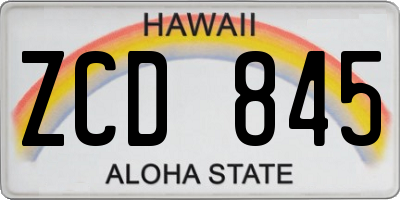 HI license plate ZCD845
