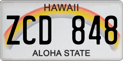 HI license plate ZCD848