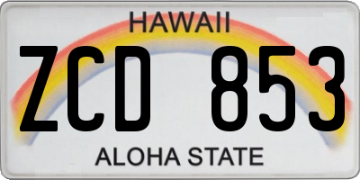 HI license plate ZCD853