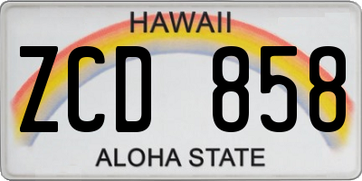 HI license plate ZCD858