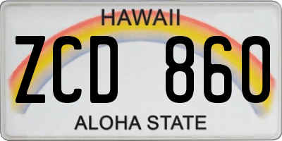 HI license plate ZCD860
