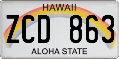HI license plate ZCD863