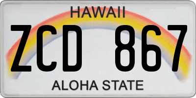 HI license plate ZCD867