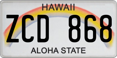 HI license plate ZCD868