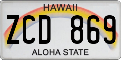 HI license plate ZCD869