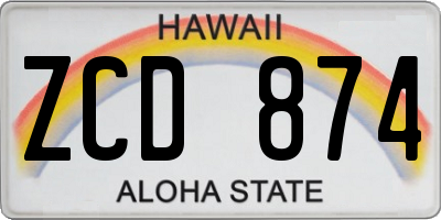 HI license plate ZCD874