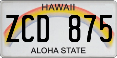 HI license plate ZCD875