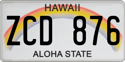 HI license plate ZCD876