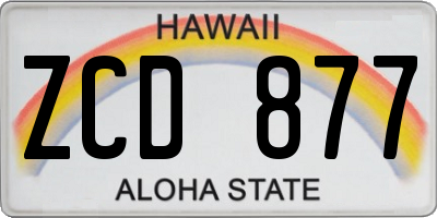 HI license plate ZCD877