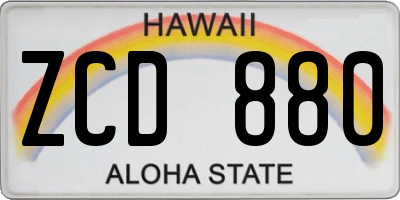 HI license plate ZCD880